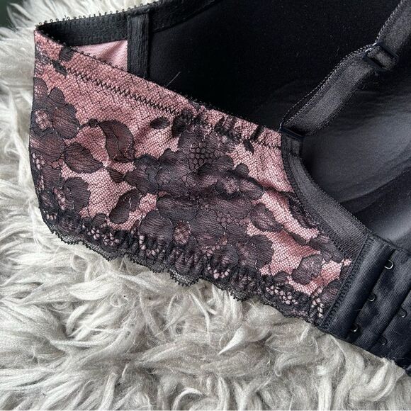 Torrid Curve Black & Pink Microfiber Lace Lightly Lined Tshirt Bra plus size 40C - Picture 8 of 10